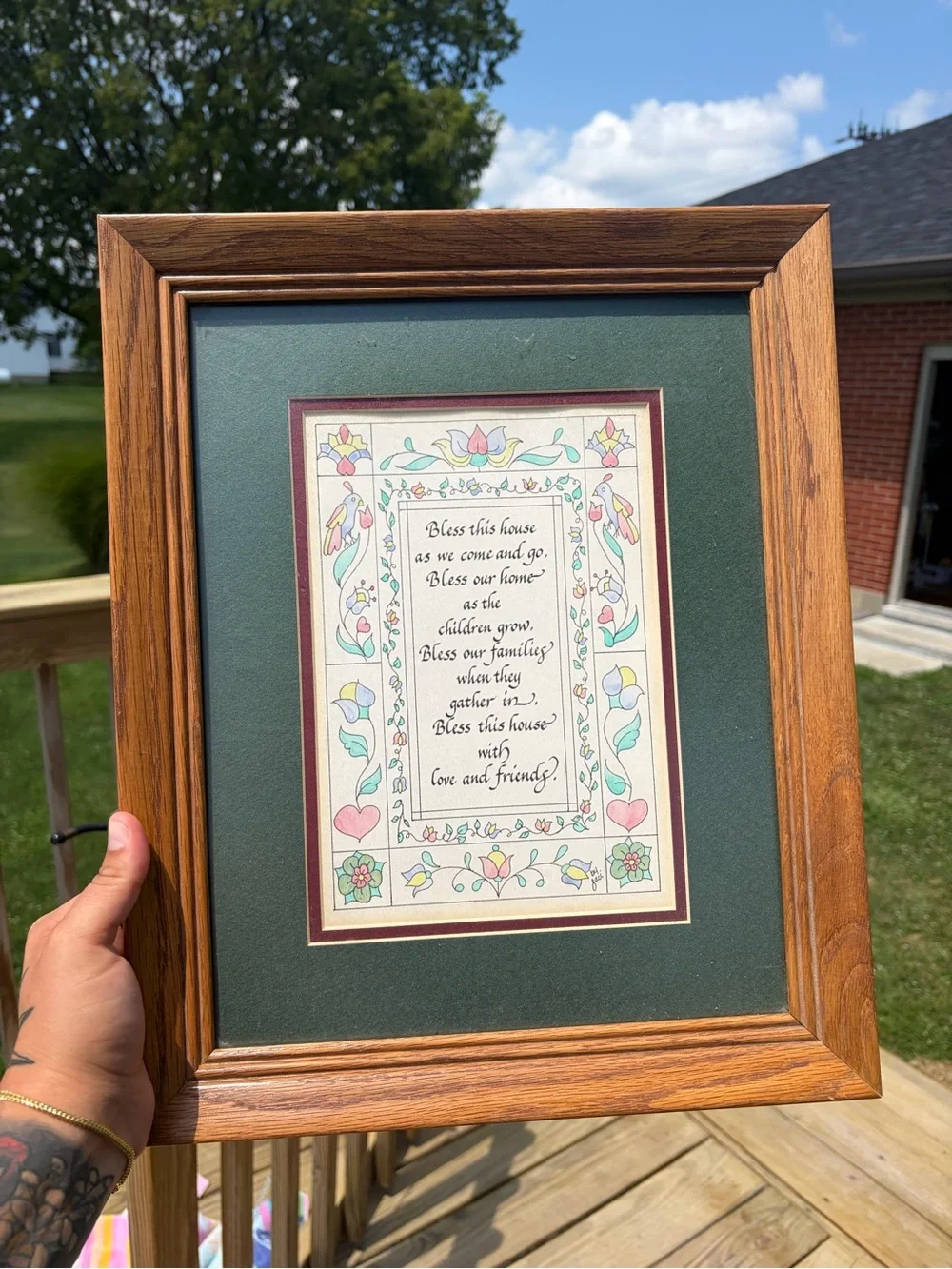 Vintage Bless This House Framed Poem Framed Wall Art  Granny Cottage Core 13x16”